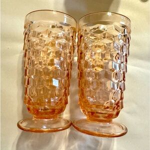 RARE Pink Fostoria Cubist Tall Drinking Glasses